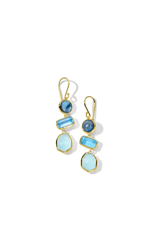 Small 3-Stone Drop Earrings in 18K Yellow Gold